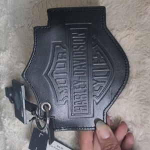 Harley Davidson Black leather coin purse. New with Tags